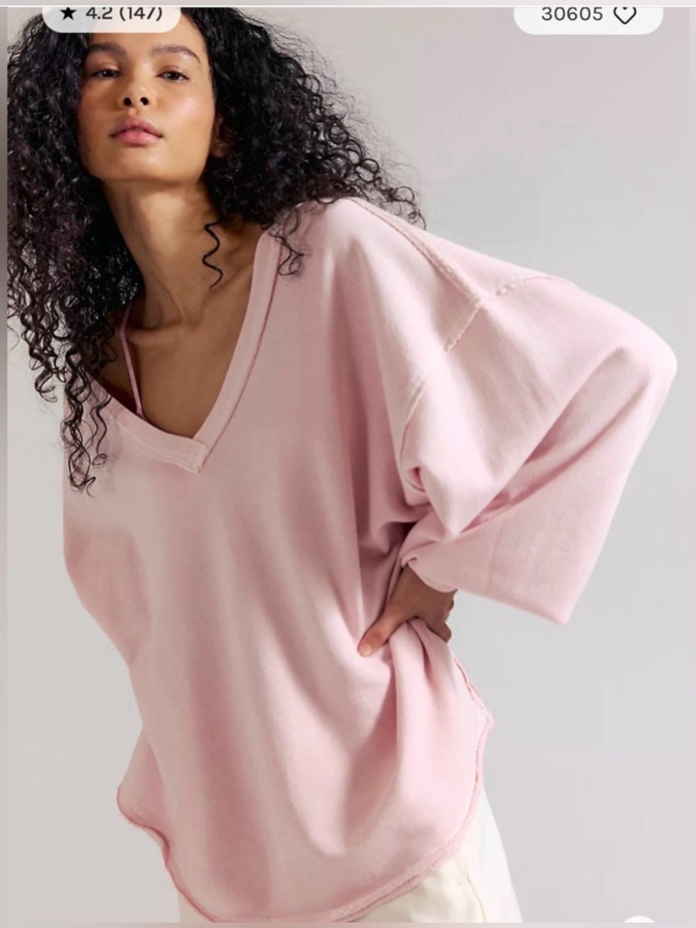 Free People We The Free Venice V-Neck Sweatshirt. NWT lilac bloom